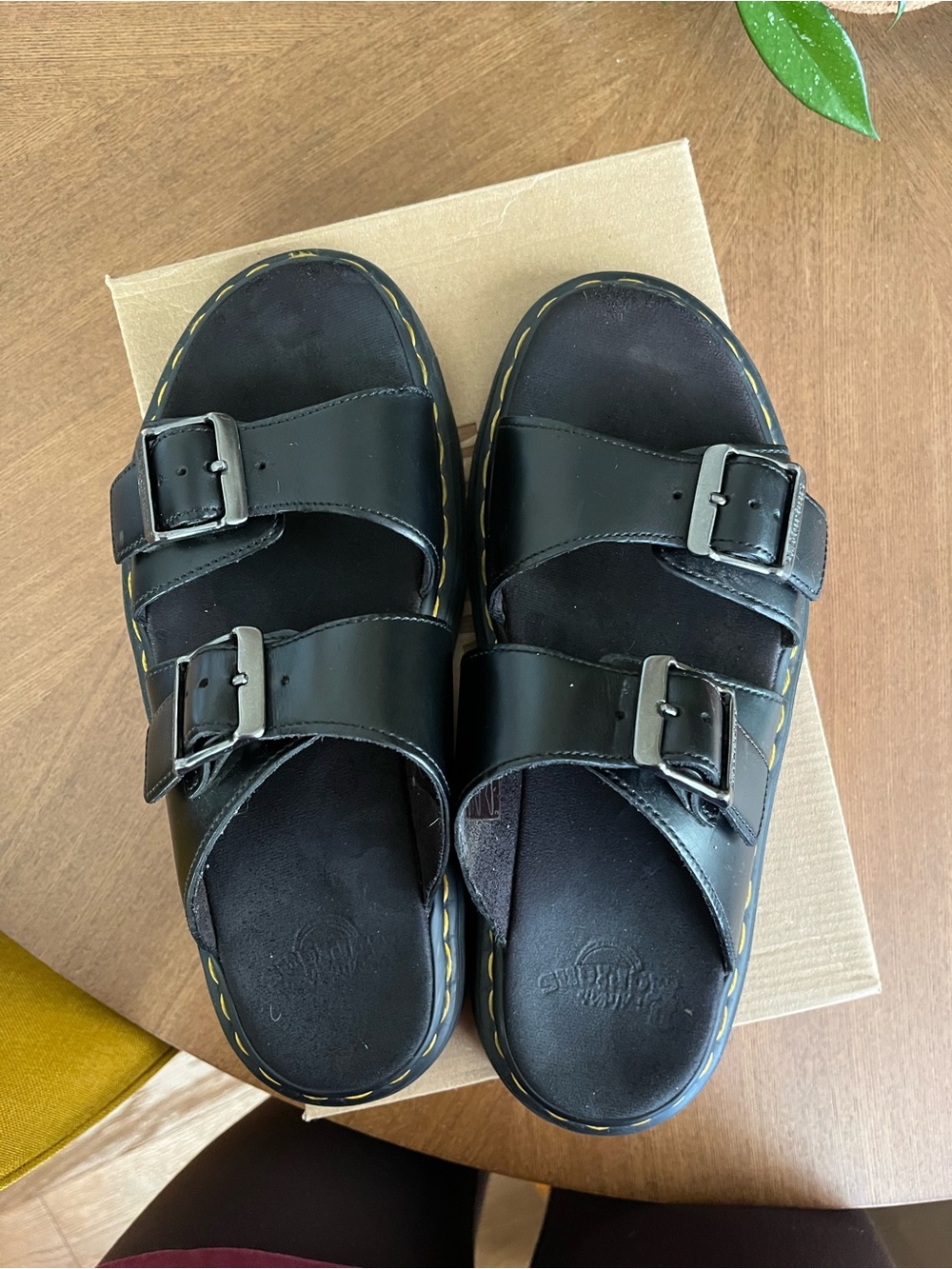 Dr. Martens Black Double Buckle Leather Sandals